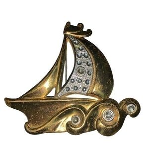 Vintage mid century ship brooch